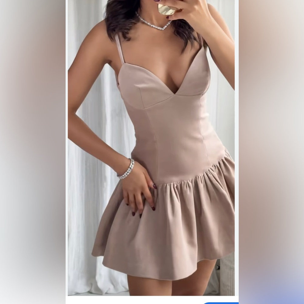 Zara Strapless Sweetheart Mini Dress in Nude Blush